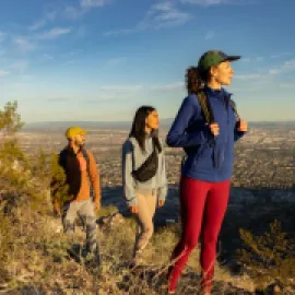 Three people hiking on Phoenix trails