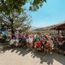 Rafting group prepping for an excursion on the Payette River with Cascade Raft & Kayak