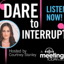 Graphic of Dare to Interrupt Podcast logo.