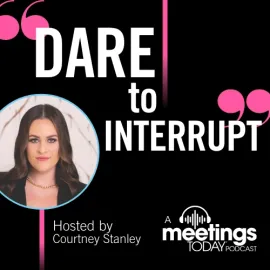 Graphic of Dare to Interrupt Podcast logo.