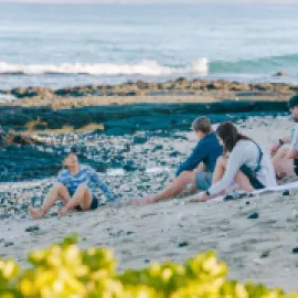 Olympian Meeting Mindful Beach Meditation Session. Credit: Joanna Salazar