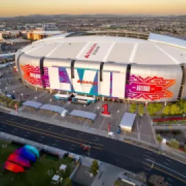 Photo of State Farm Stadium during Super Bowl LVII. 