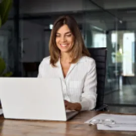 Woman working on laptop