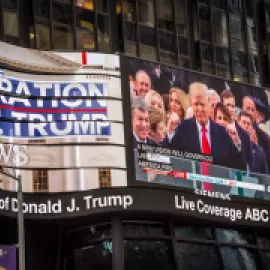 Photo of screen shot from second Trump inauguration.