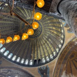 Photo of the ceiling of Istanbul's Hagia Sofia.