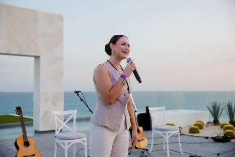 Fernanda Davalos, regional sales manager of meetings and incentives at The Palace Company, spoke at the Welcome Reception.