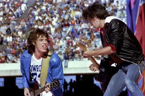 Mick Jagger and Keith Richards, Cotton Bowl, Dallas, 1981.