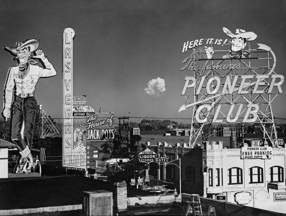 View of A-bomb Test From Fremont Street June 24, 1957. Photo Credit: LVCVA Archive