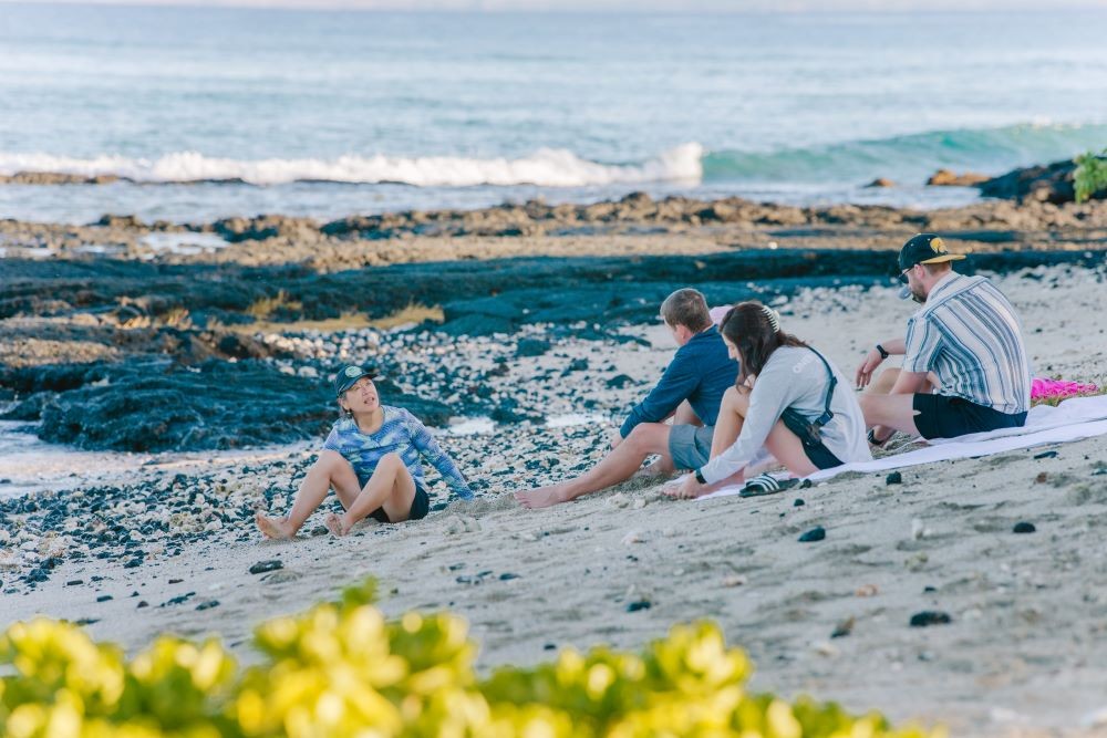 Olympian Meeting Mindful Beach Meditation Session. Credit: Joanna Salazar