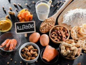 Photo of common food allergens on a table.