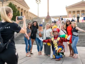 Group photo in front of the Philadelphia Museum of Art